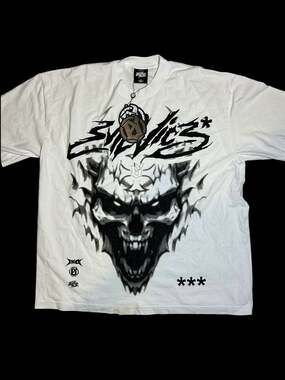 Evil Vice T-Shirt Size XL White Skull Graphic